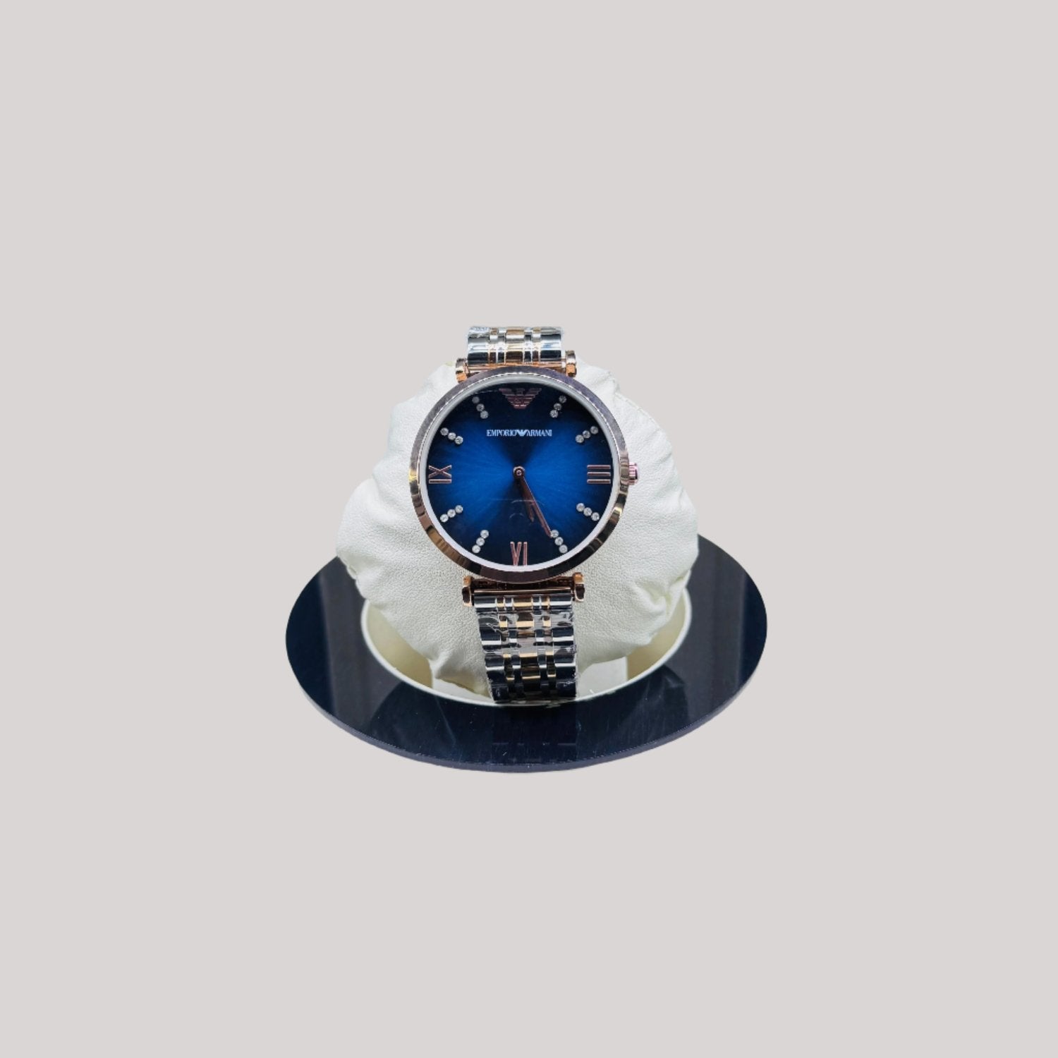 MEN ARMANI Silver Gold Color Watch With Blue Dial - Biasworlds