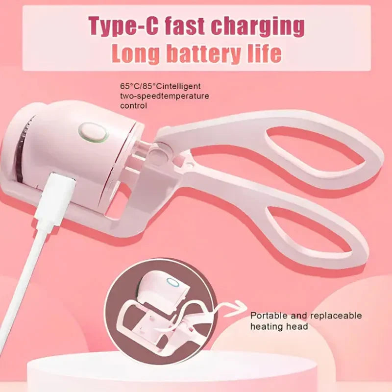 Electric Eyelash Curler USB Charging Model Fast Heating Portable Eye Lash Perm Shaping and Lasting Curling Thermal Eyelash Clip - Biasworlds