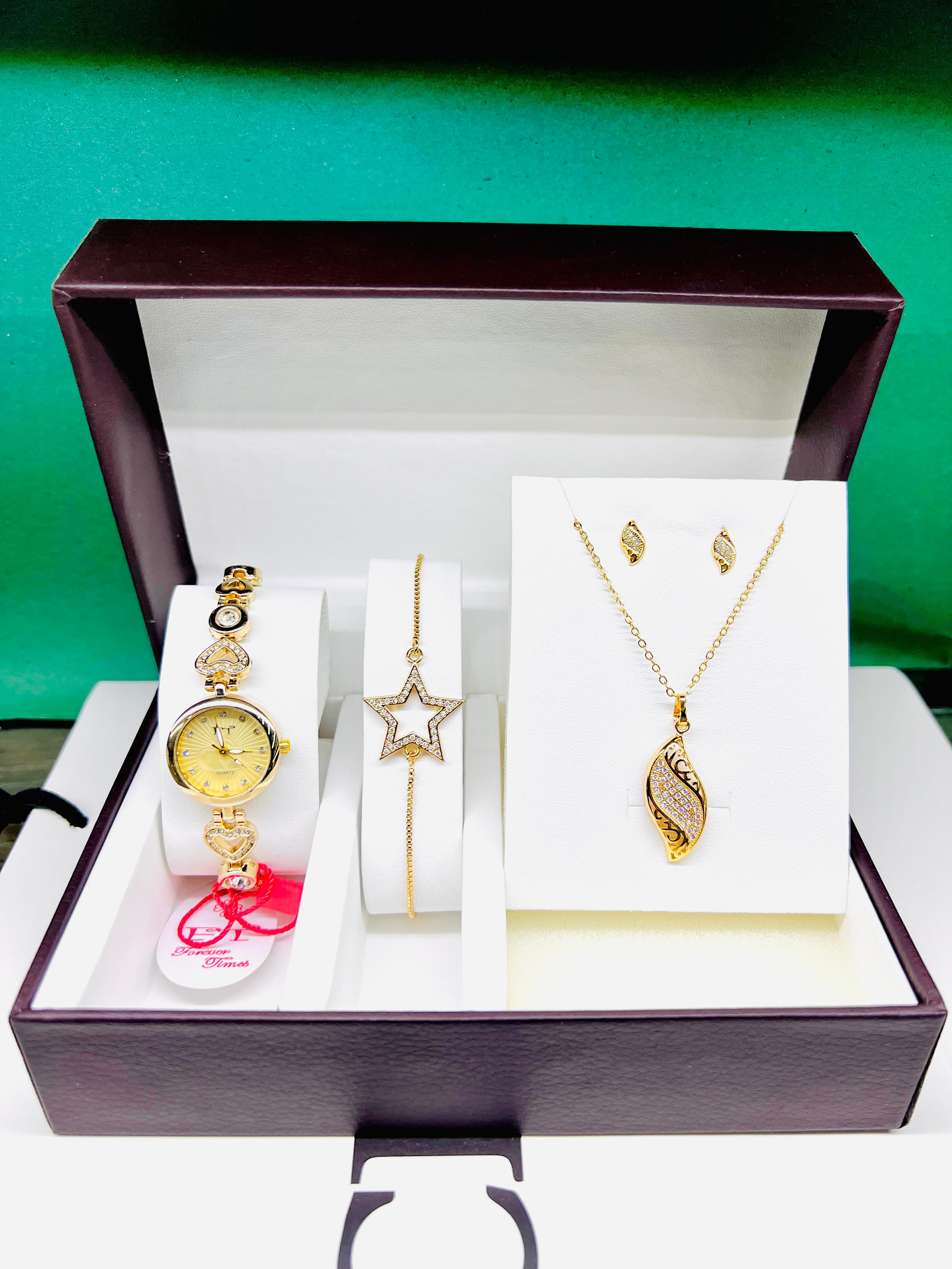 Women Watch Gift Box with Bracelet, Ear Stud and pendant - Biasworlds