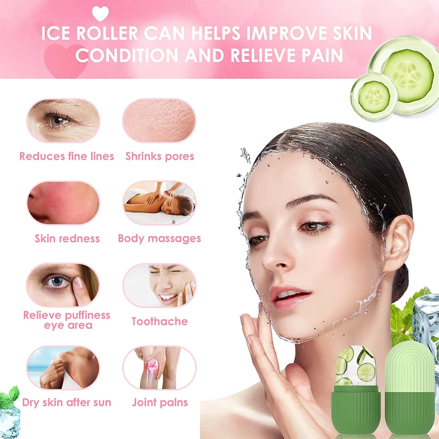 Ice Facial Roller Skin Care Beauty Lifting Contouring Tools Ice Cube Trays Ice Globe Balls Face Massager Skin Care Tool - Biasworlds